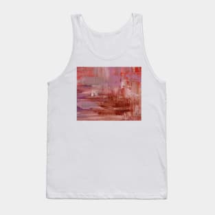 Abstract Oil Painting Waterlily Pink White Red Tank Top